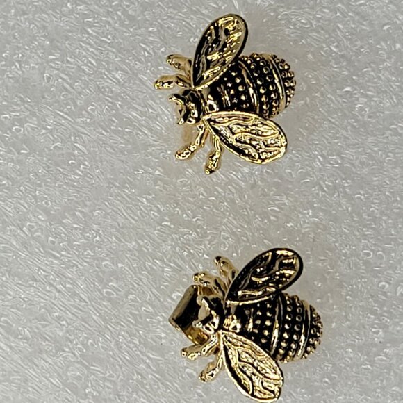 Bee Gold Tone Tiny Earrings - Picture 3 of 8